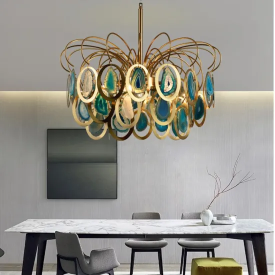 Bohemian Crystal Chandelier with Blue Stone for European Home Decoration