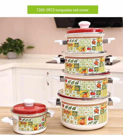 5 PCS Yiwu Enamel Kitchen Cooking Pot Set