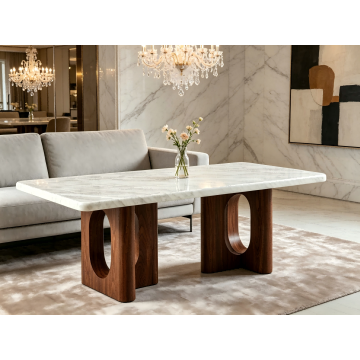 Modern Rectangular Coffee Table with Marble Top
