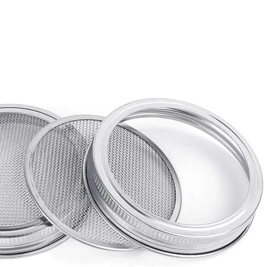 Stainless Steel Sprouting Screen Lids and Bands for Wide Mouth Mason Jars
