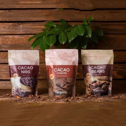 Raw Organic Granola Cereal Bag with zipper and tear notch