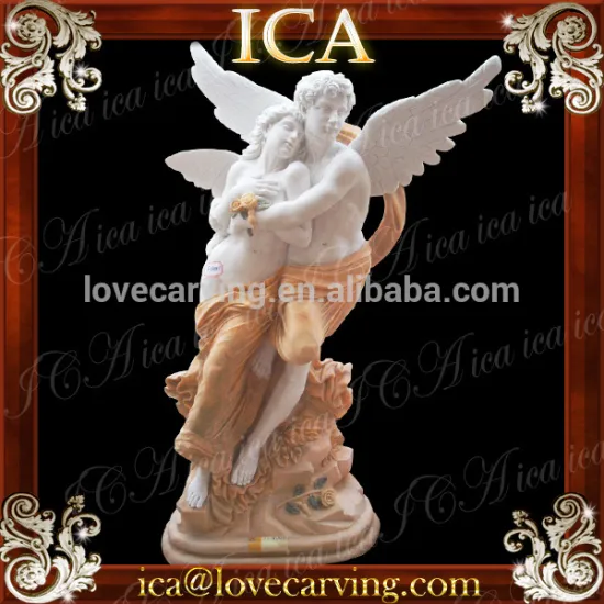 Hand carved man and woman mix color carving stone statues
