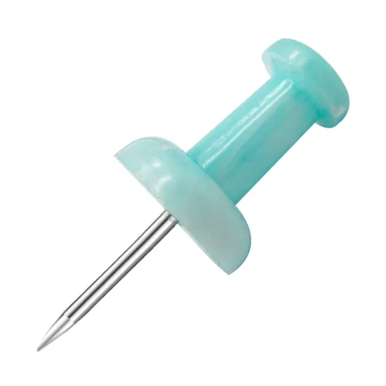 Custom Logo Green and Purple Office Push Pins with Steel Point and Clear Plastic Head