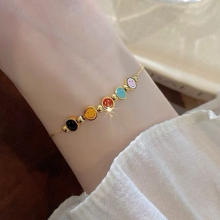 Colorful Drip Glaze Smiley Titanium Bracelet for Women