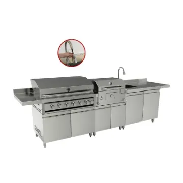 3 Piece Modular BBQ Grill Island Stainless Steel Outdoor Kitchen Fridge and Sink