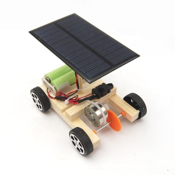 DIY Solar Power Panel Wooden Car Toy for Children's Science Experiment Education