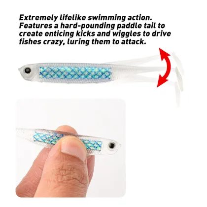 JOHNCOO Soft Lure 8cm 2.1g Rainbow Fish Foil Sequin Fishing Lures