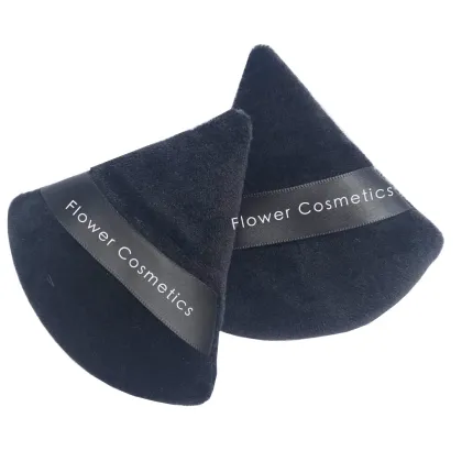 Custom Black Pink Logo Angled Powder Puff with Pocket Triangle - Cosmetics Applicator