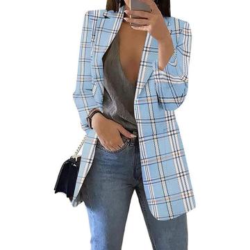 Damenplaid schlanker Fit Casual Blazer