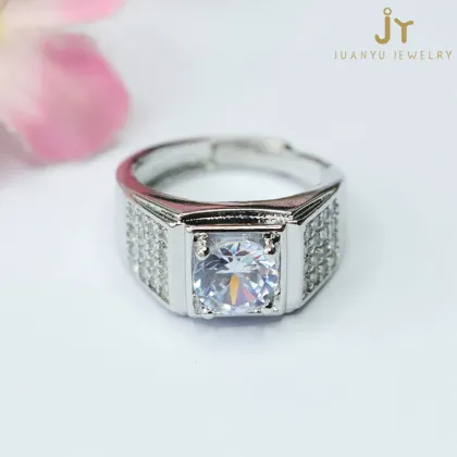 Wholesale Men's Jewelry: Topaz, Square Diamond, Zircon Charm, and Precious Stone Gemstone Rings