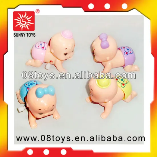 Plastic wind up crawing doll