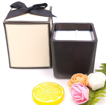 Natural Soy Wax Black Square Glass Container Aromatics Candle