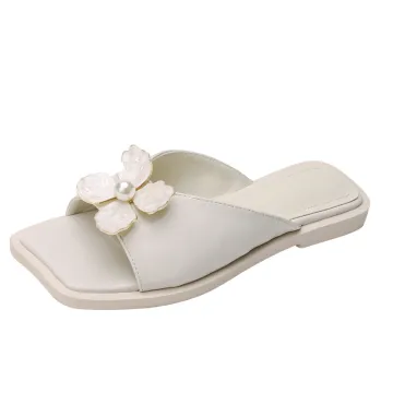 2021 pearl lotus design pure color lady slipper