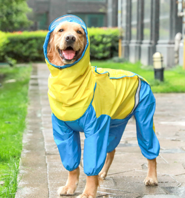 Brown and Yellow Pet Jumpsuit Raincoat