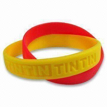 Silicone Bracelets, Available in Yellow and Red, OEM Orders are Welcome