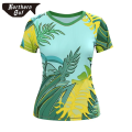 Mujeres Manga corta Summer Tropical Hawaii Beach con camisas florales casuales