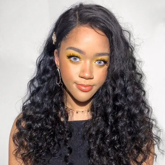 Water Wave 13*4 Lace Front Wig Curly Virgin Chinese Human Hair Wigs with Natural Hairline and Baby Hair