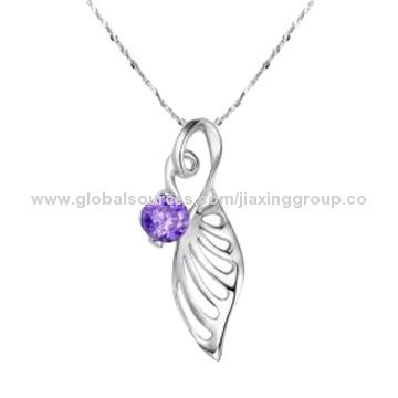 Sterling Silver Pendant, Made of 925 Silver and Rhinestone, OEM Orders Welcomed