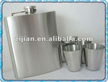7oz whisky stainless steel hip flask set