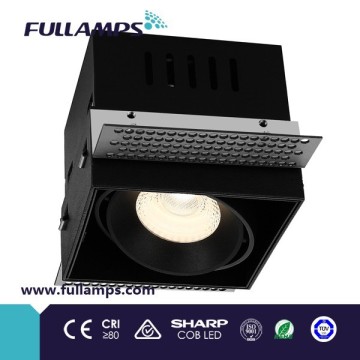Fullamps10w COB LED Grille Light single head PMMA Lens trimless office recessed spot light