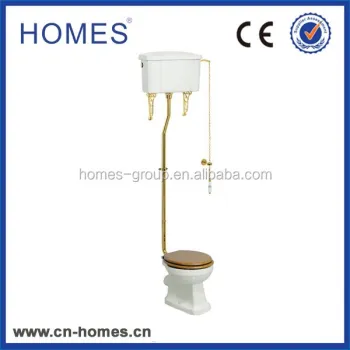 Gold Plated Traditional High-Level Flush Pipe WC Complete Kit