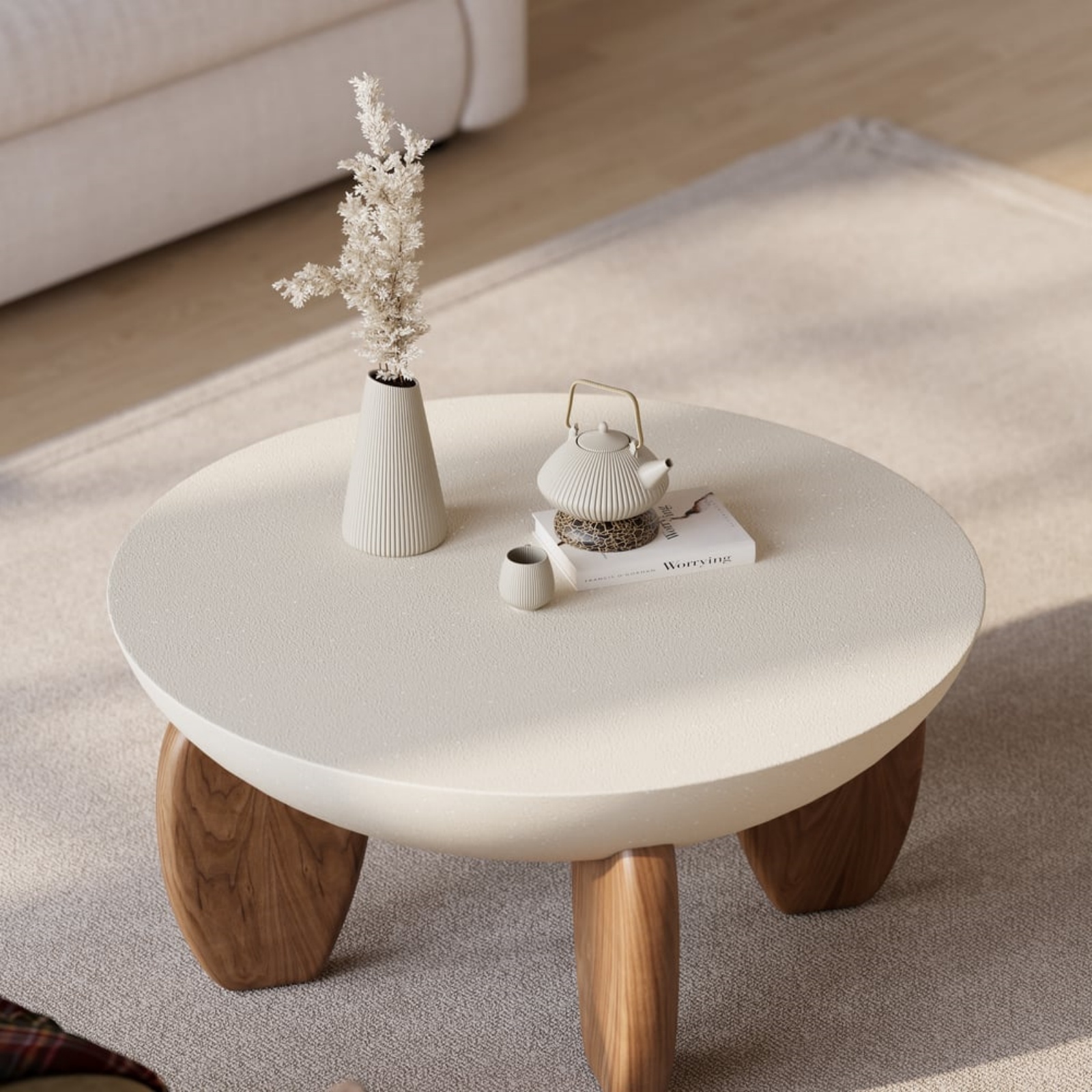 Lovely Cozy Warm Concrete Round Table