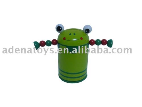 Piggy bank(green) &wooden toy&money jar toy&children toy