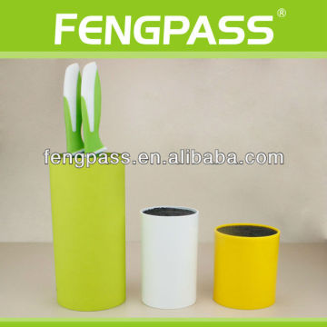 Colorful surface pp universal round knife block(371-389-476)