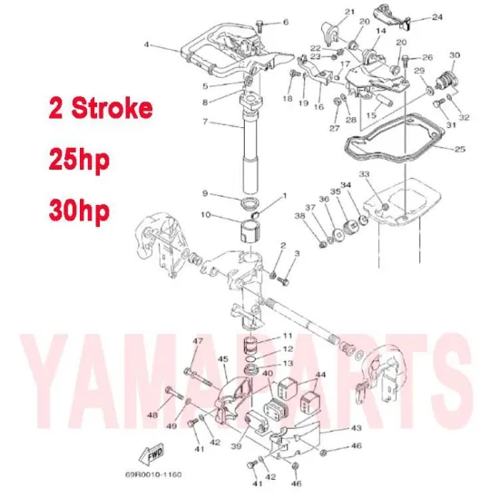 689-44552-01-4D Housing Lower Mount Rubber for Yamaha Outboard Engines 2 Stroke 25HP 30HP