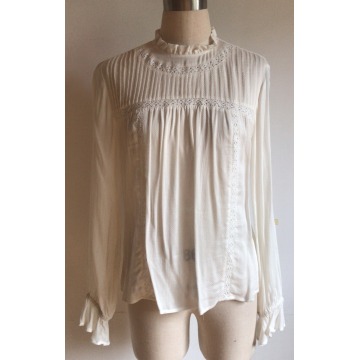Ladies Viscose Ladies Blouse with Lace and Pintucks