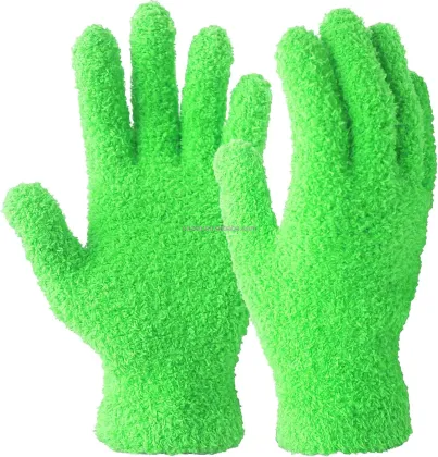 Durable Microfibre Plant Dusting Gloves with Coral Fleece Warm Mitt for Housework and Auto Dusting Cleaning