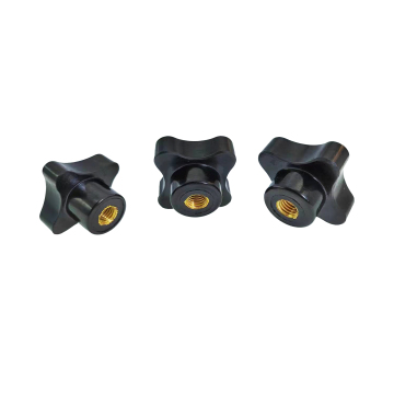 Metric British American Thread Screw Four Star Knob - Bakelite Cross Handle with Iron Galvanized or Stainless Steel