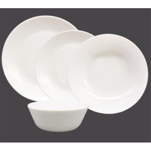 White Opal Glass Tableware Dinner Set 24 PCS