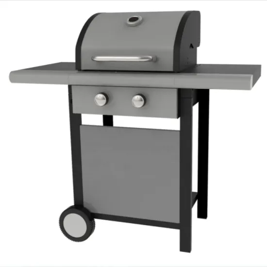 Portable BBQ Grill 2 Burners Outdoor Gas Barbecue Grill with Lid and Two Side Tables