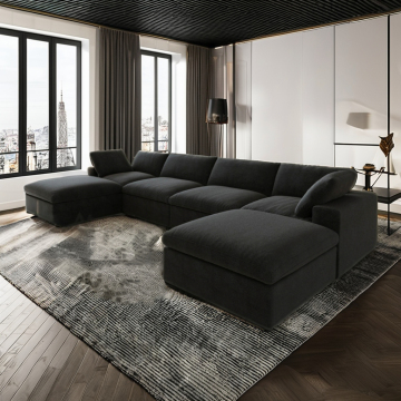 Modern Cloud Living Room Furniture Set: Luxury Fabric Compression Sofa Sleeper Sectional Couch