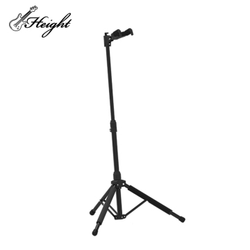 Stable Vertical Black Metal Guitar Stand with Foldable Design