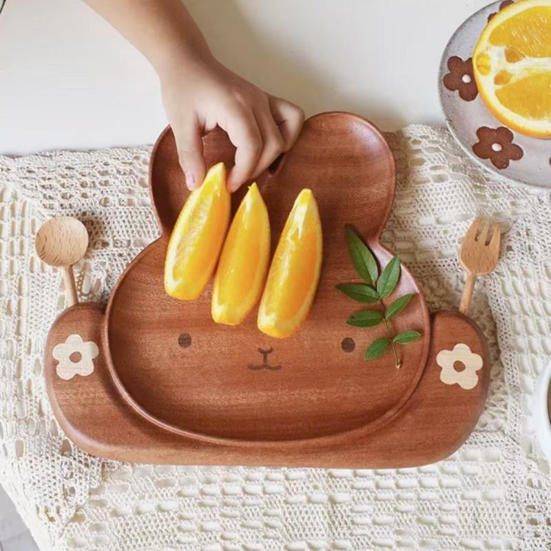 Adorable Wooden Tableware with Rabbit-Shaped Design