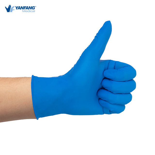 Yanfang Dark Blue Long Disposable Nitrile Gloves