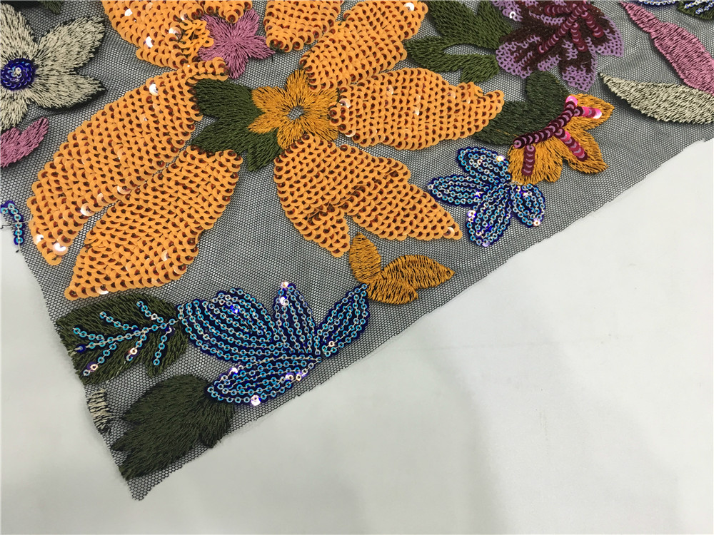 Flower Spangle Embroidery Fabric