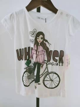 girls cotton knit placement print short sleeve top