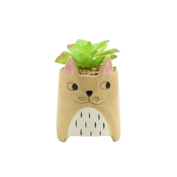 Cute Mini Animal Shape Ceramic Cactus Plant Pots - Handmade Clay Decor