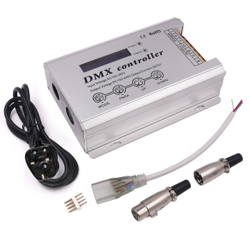 DMX 3 Channel Voltage High Controller for RGB LED Strip & Neon Lights - Compatible with EU/UK/AU/US Plug, Supports AC 100-240V and AC 110-220V