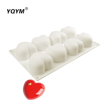 8-Cavity Heart-Shaped Mousse Cake Silicone Mold - French Dessert Baking Tool