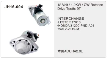 Mitsuba starter 12Volt 1.2KW Honda ACURA 2.0L