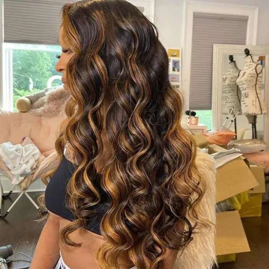 Sunlight hair wholesale price Ombre real Human Hair Wigs 4/27 Highlight Color 13x4Lace Front body wave Wig 150Density Brazilian