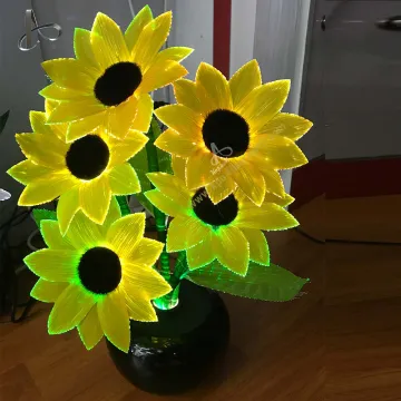 China Wholesaler Sparkling Sunflower LED Electric Color Changing Fiber Silk Optic Flowers