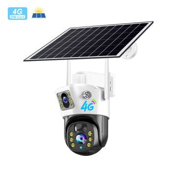 Solar Powered 4G Outdoor Security Camera V380 2K 4MP PTZ