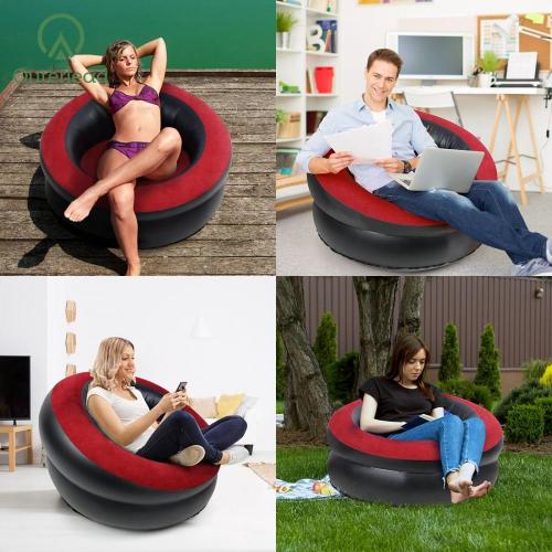 Inflatable Beach Chair Folding Flocking Round Lazy Single Beach Air Sofa Supplier