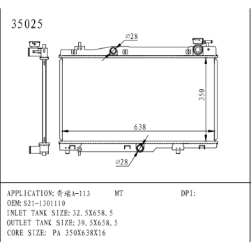 Bộ tản nhiệt cho Chery A-113 OEM S21-1301110