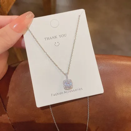 Lan Guang Exquisite Micro Inlaid Silver Clavicle Chain Necklace